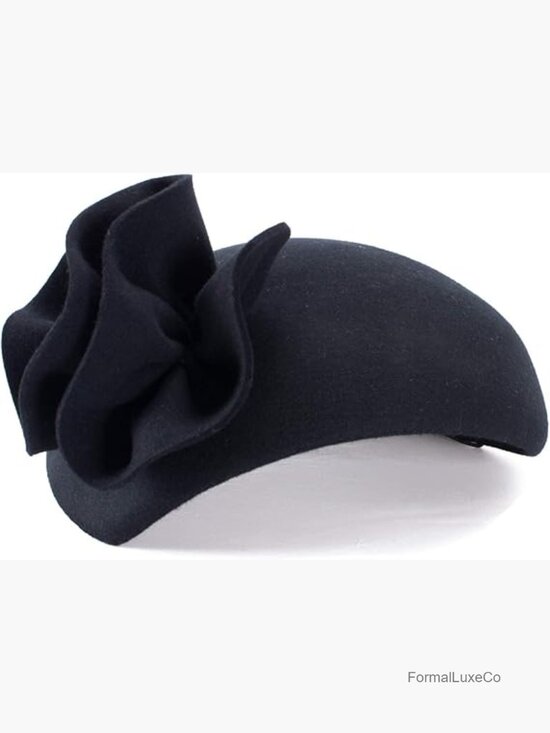 Vintage Wool Felt Fascinator Hat with Adjustable Clip and Ribbon Band main image 4